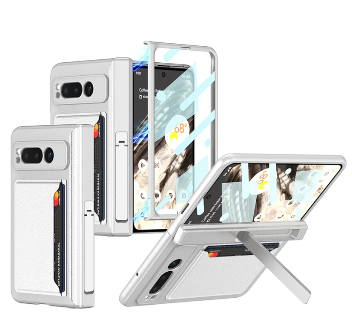 Magnetic Folding All-Inclusive Leather Case with Tempered Film for Google Pixel Fold - Damped Folding Bracket & Card Holder - FonKayz