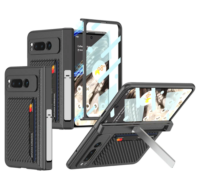 Magnetic Folding All-Inclusive Leather Case with Tempered Film for Google Pixel Fold - Damped Folding Bracket & Card Holder - FonKayz