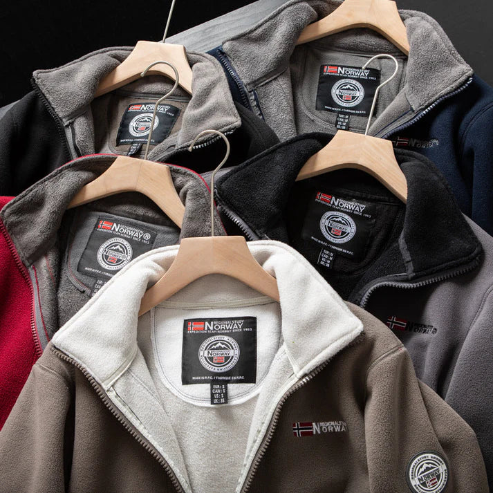Double-Layer Fleece Hooded Jacket – Warm Zip-Up Outdoor Winter Coat