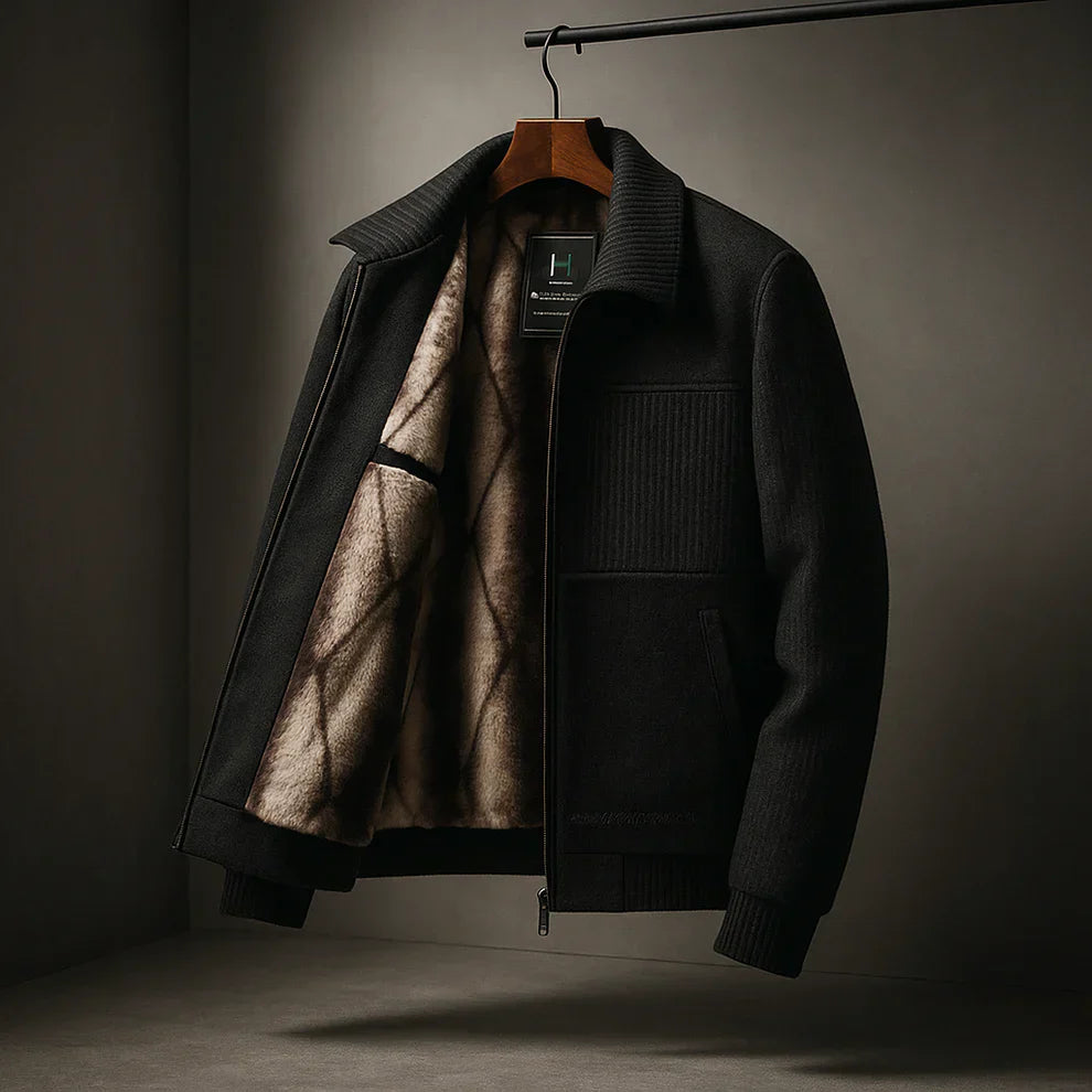 Fleece Jacket – Ribbed Panel Warm Zip-Up Outerwear