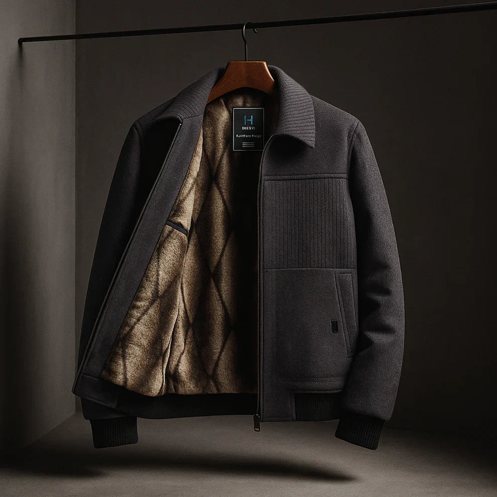 Fleece Jacket – Ribbed Panel Warm Zip-Up Outerwear
