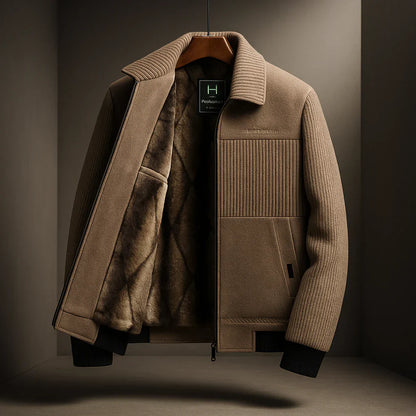 Fleece Jacket – Ribbed Panel Warm Zip-Up Outerwear