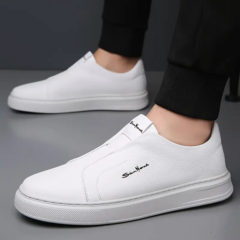 Slip-On Leather Trainers – Lightweight Casual Sneakers for Men
