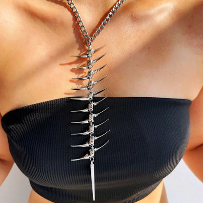 Vertebrae Body Chain Necklace – Gothic Spine Pendant Chain