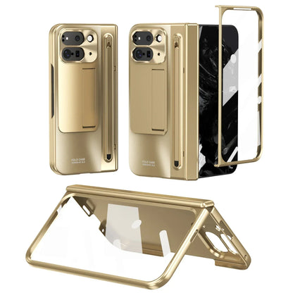 Stylus Touch Pen Case for Google Pixel 9 Pro Fold - Hinge Pen Slot Holder Stand Protective Cover with Front Screen Glass - FonKayz