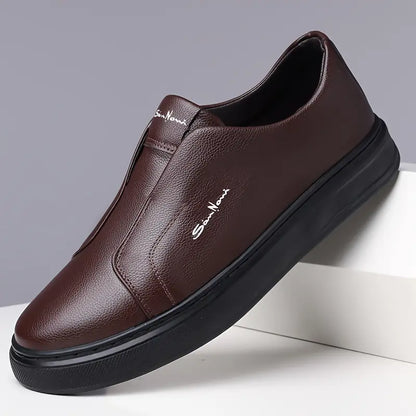 Slip-On Leather Trainers – Lightweight Casual Sneakers for Men