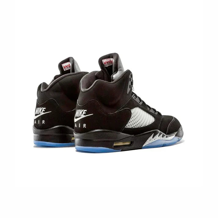 ShadowNova Flux-5 Retro High-Top Sneaker | Black Mesh Panel Court Style