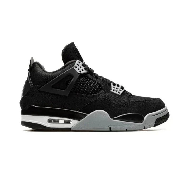 Black Canvas Retro Court Mid Sneaker with Mesh Panels | ShadowWeave™