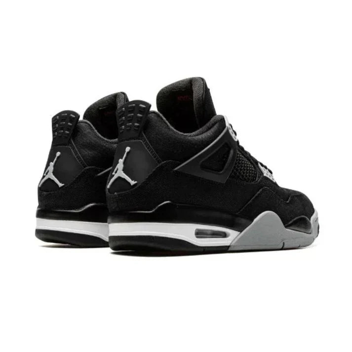 Black Canvas Retro Court Mid Sneaker with Mesh Panels | ShadowWeave™