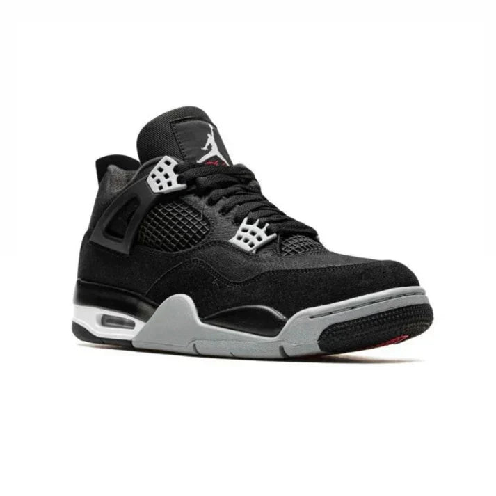 Black Canvas Retro Court Mid Sneaker with Mesh Panels | ShadowWeave™