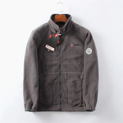 Double-Layer Fleece Hooded Jacket – Warm Zip-Up Outdoor Winter Coat