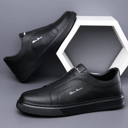 Slip-On Leather Trainers – Lightweight Casual Sneakers for Men