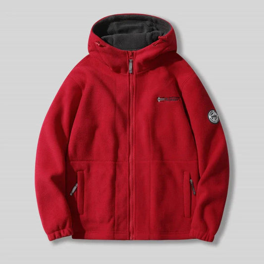 Double-Layer Fleece Hooded Jacket – Warm Zip-Up Outdoor Winter Coat