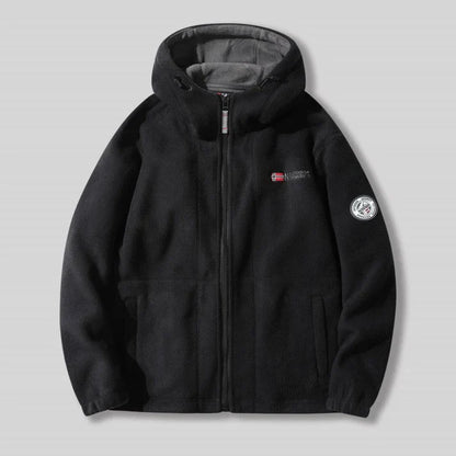 Double-Layer Fleece Hooded Jacket – Warm Zip-Up Outdoor Winter Coat