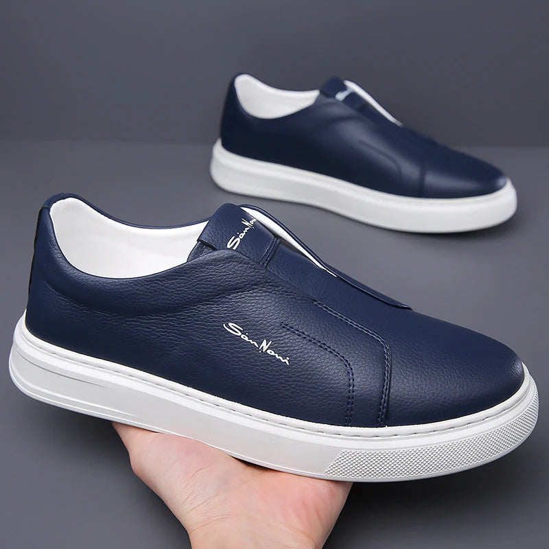 Slip-On Leather Trainers – Lightweight Casual Sneakers for Men