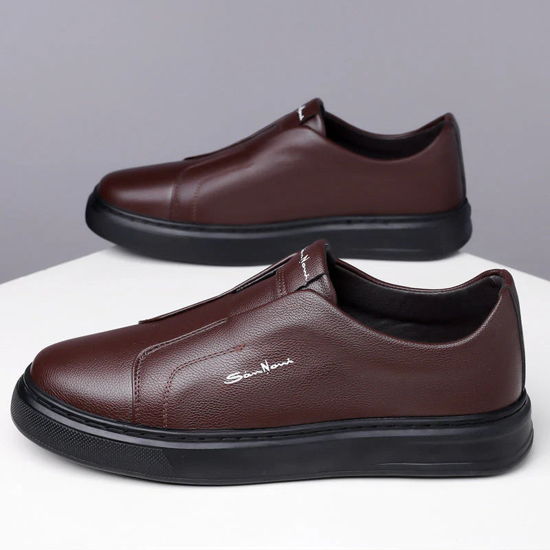 Slip-On Leather Trainers – Lightweight Casual Sneakers for Men