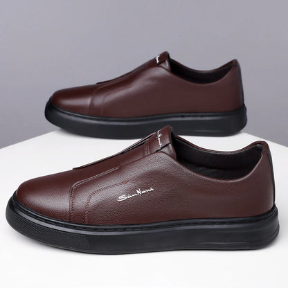 Slip-On Leather Trainers – Lightweight Casual Sneakers for Men