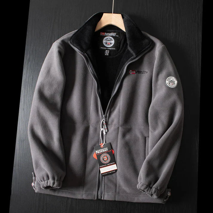Double-Layer Fleece Hooded Jacket – Warm Zip-Up Outdoor Winter Coat