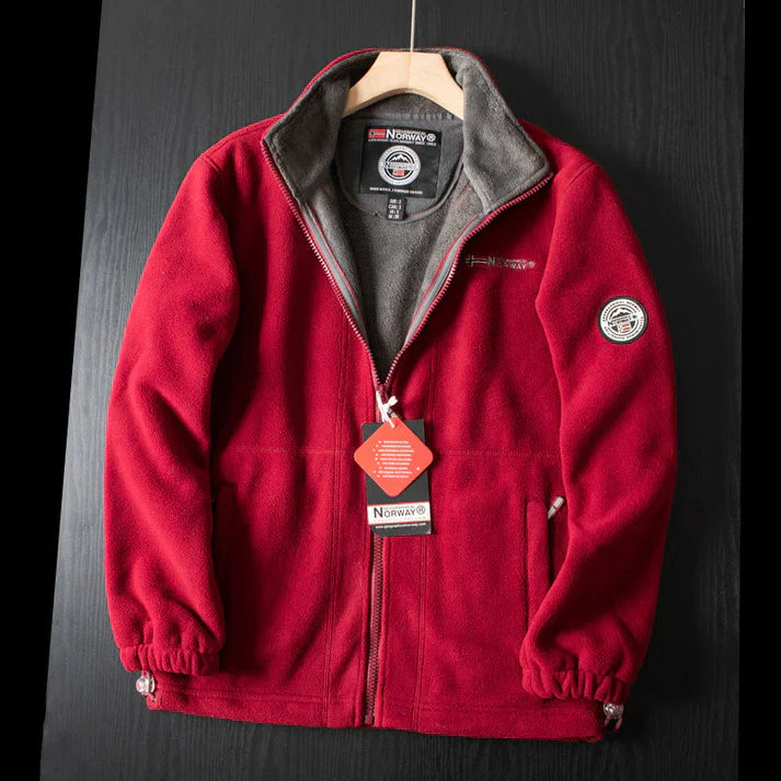 Double-Layer Fleece Hooded Jacket – Warm Zip-Up Outdoor Winter Coat