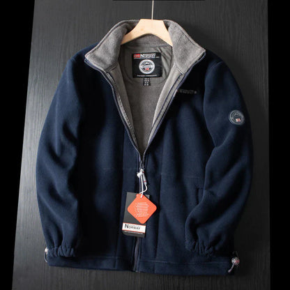 Double-Layer Fleece Hooded Jacket – Warm Zip-Up Outdoor Winter Coat