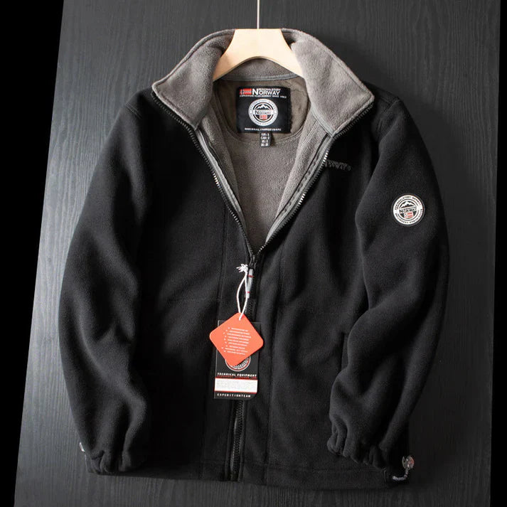Double-Layer Fleece Hooded Jacket – Warm Zip-Up Outdoor Winter Coat