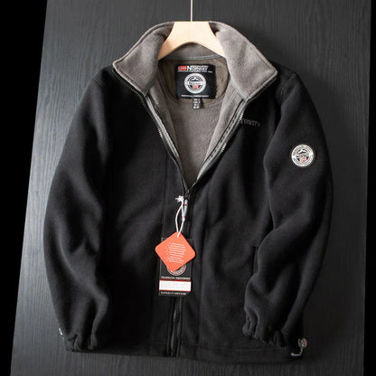 Double-Layer Fleece Hooded Jacket – Warm Zip-Up Outdoor Winter Coat