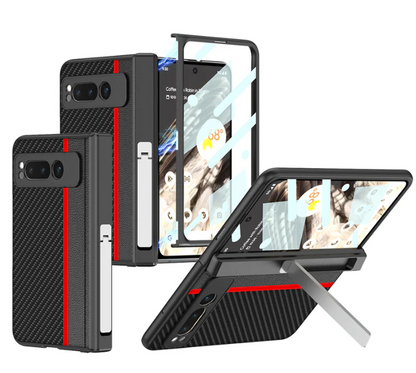 Magnetic All-Inclusive Leather Case with Tempered Film for Google Pixel Fold - Invisible Bracket Protection - FonKayz