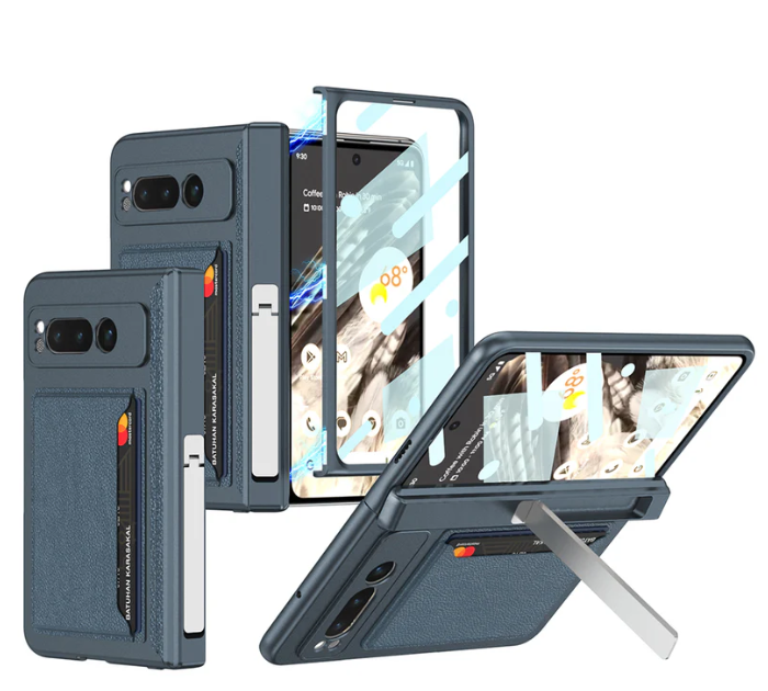 Magnetic Folding All-Inclusive Leather Case with Tempered Film for Google Pixel Fold - Damped Folding Bracket & Card Holder - FonKayz
