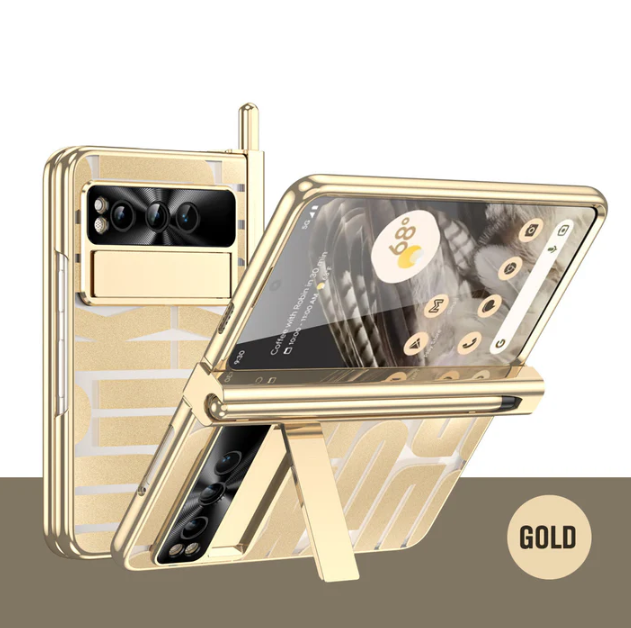 Popular Google Pixel Fold Case with Dual Hinge Protection, Screen Protector, Hidden Kickstand, and Stylus Pen Holder - FonKayz