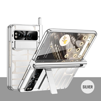 Popular Google Pixel Fold Case with Dual Hinge Protection, Screen Protector, Hidden Kickstand, and Stylus Pen Holder - FonKayz