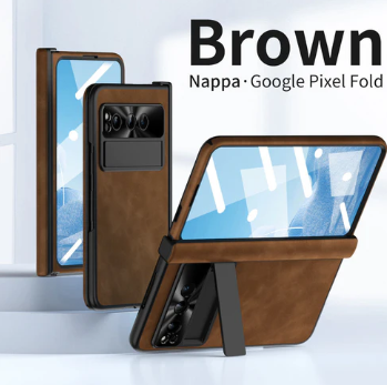 Plain Leather Google Pixel Fold Case - Folding Anti-Fall Hinge All-Inclusive Protective Case - FonKayz