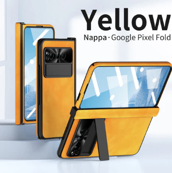 Plain Leather Google Pixel Fold Case - Folding Anti-Fall Hinge All-Inclusive Protective Case - FonKayz