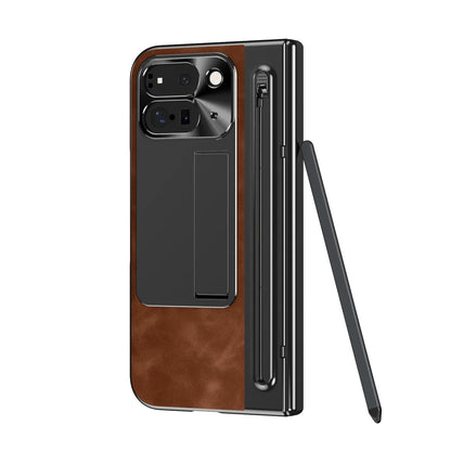 Leather Case With Touch Pen For Google Pixel 9 Pro Fold - FonKayz