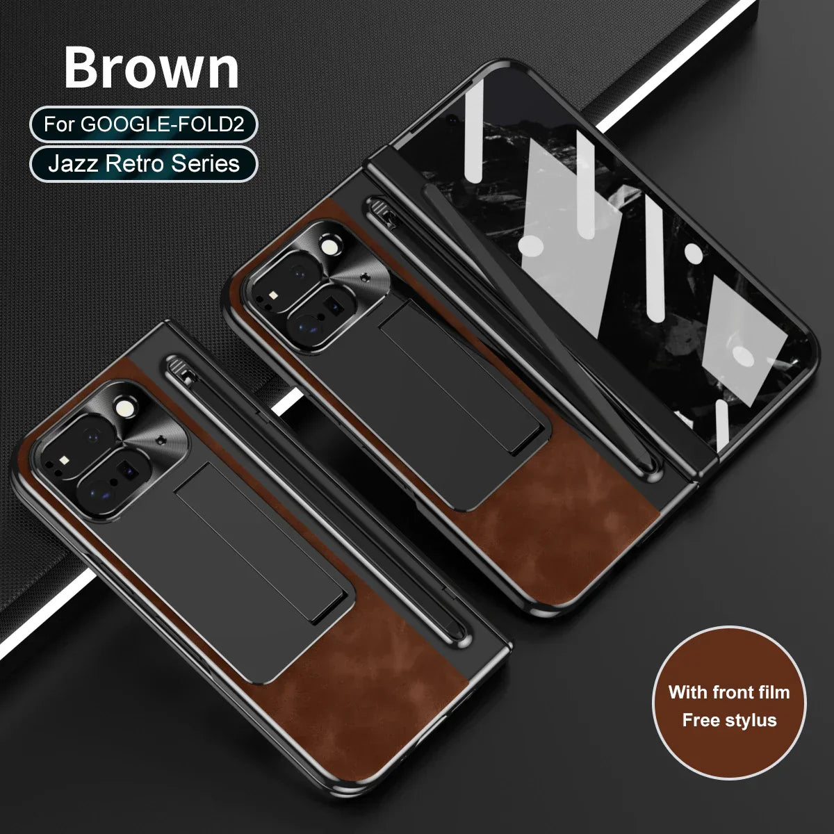 Leather Case With Touch Pen For Google Pixel 9 Pro Fold - FonKayz