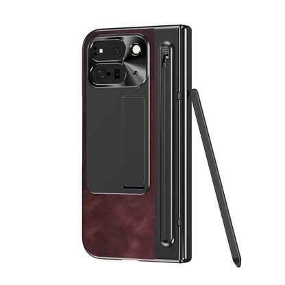 Leather Case With Touch Pen For Google Pixel 9 Pro Fold - FonKayz