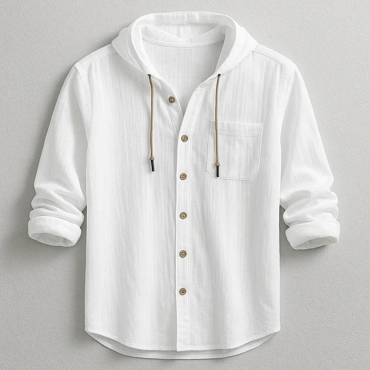 Hooded Button-Up Shirt – Lightweight Casual Long Sleeve Top for Daily Wear