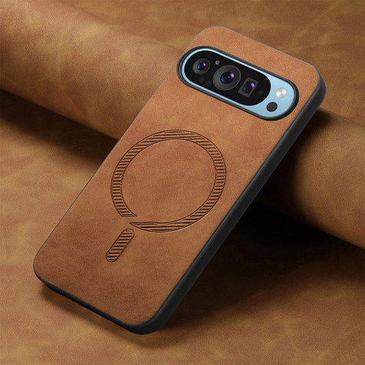 Pixel 9 Pro XL 5G 2024 Luxury Leather MagSafe Case - Premium Magnetic Back Cover for Google Pixel Series - FonKayz