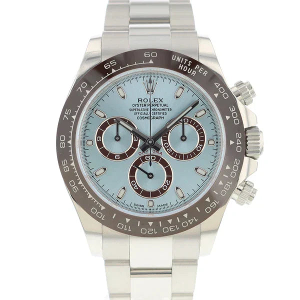 RLX Daytona Argente Bleu Ciel Céramique Marron 4130 Suiss