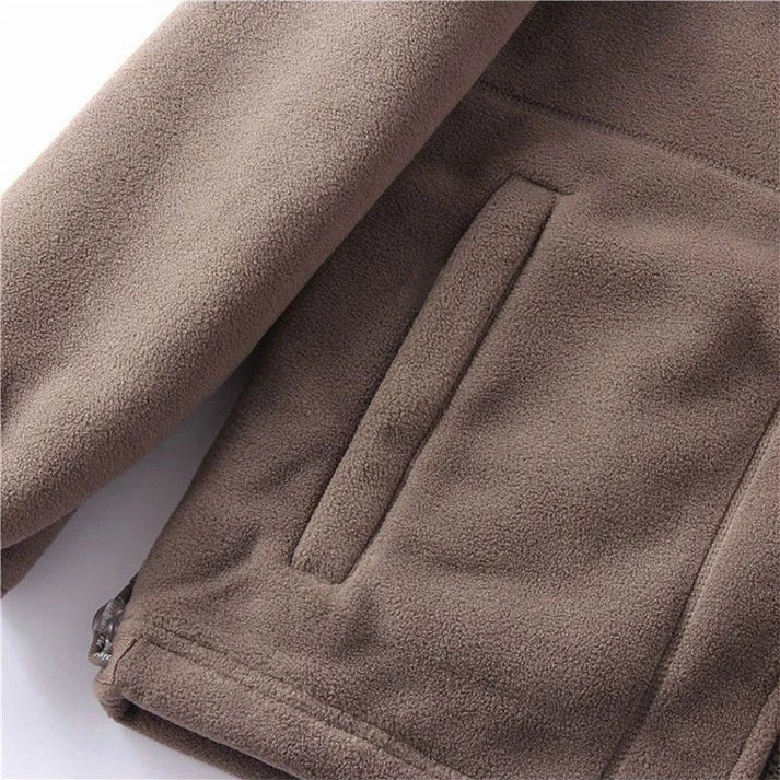 Double-Layer Fleece Hooded Jacket – Warm Zip-Up Outdoor Winter Coat