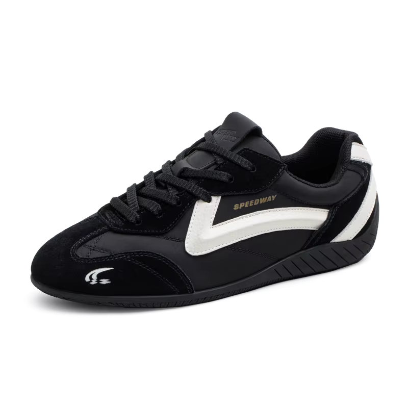 VELORUN™ Retro Racing Trainer – Vintage Patchwork Thin-Sole Sneaker