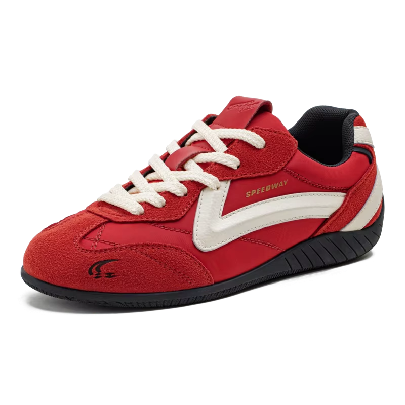 VELORUN™ Retro Racing Trainer – Vintage Patchwork Thin-Sole Sneaker