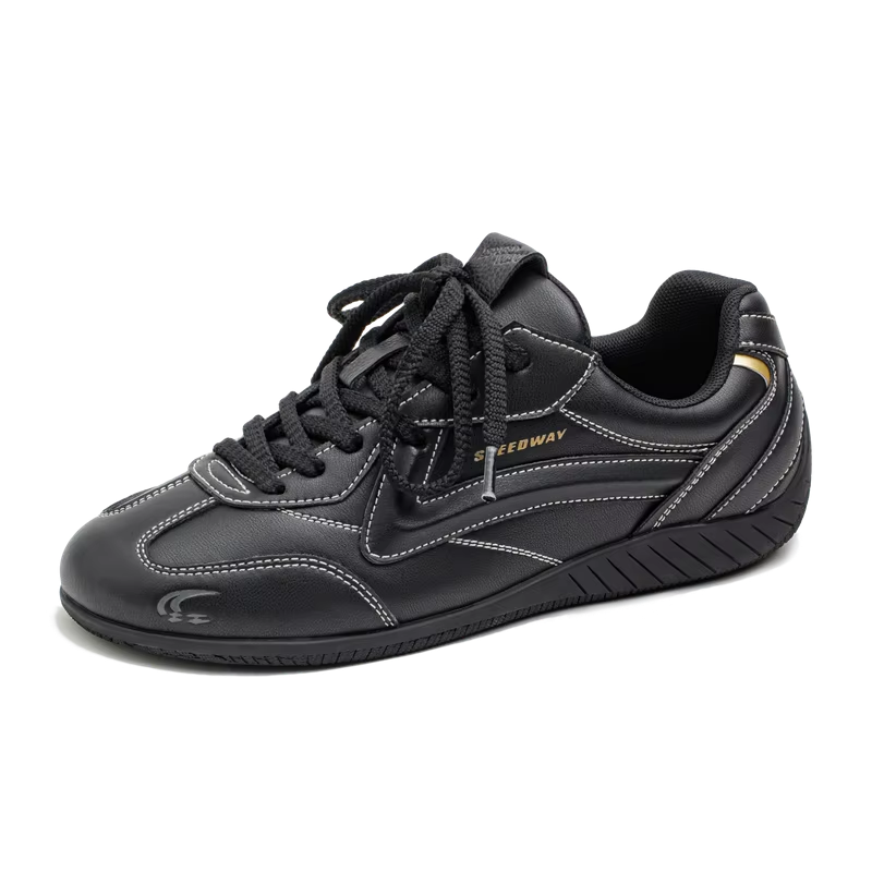 VELORUN™ Retro Racing Trainer – Vintage Patchwork Thin-Sole Sneaker