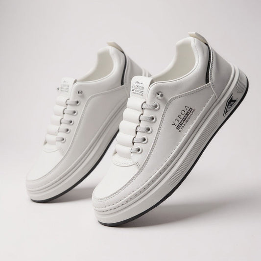 UrbanFlex™ White & Black Leather Platform Sneakers – Casual Comfort Street Style